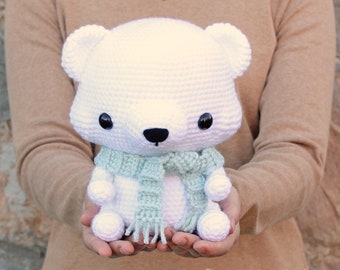 PATTERN: Cuddle-Sized Polar Bear Amigurumi, Crocheted Teddy Bear, Toy Tutorial, PDF Crochet Pattern, Holiday Winter Crochet