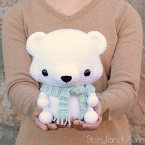 PATTERN: Cuddle-Sized Polar Bear Amigurumi, Crocheted Teddy Bear, Toy Tutorial, PDF Crochet Pattern, Holiday Winter Crochet image 1
