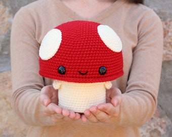 PATTERN: Cuddle-Sized Mushroom Amigurumi, Crocheted Toadstool Pattern, Woodland Mushroom Toy Tutorial, PDF Crochet Pattern