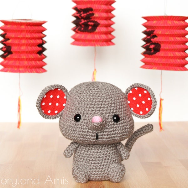 PATTERN: Cuddle-Sized Chinese New Year Rat Amigurumi, Crocheted Mouse Pattern, Mouse Toy Tutorial, PDF Crochet Pattern, Lunar New Year
