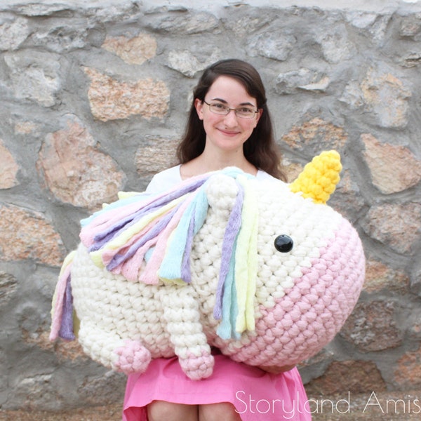 PATTERN: Extreme Amigurumi Bubbles the Unicorn, Crocheted Unicorn Pattern, Giant Toy Tutorial, PDF Crochet Pattern