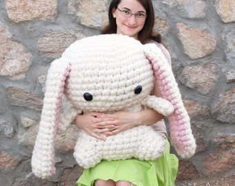 PATTERN: Extreme Amigurumi Blossom the Bunny, Crocheted Bunny Rabbit Pattern, Giant Toy Tutorial, PDF Crochet Pattern, Year of The Rabbit