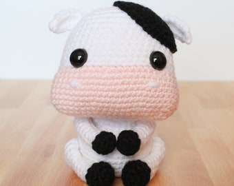 PATTERN: Chloe the Cow Amigurumi, Crocheted Cow Pattern, Farm Animal Toy Tutorial, PDF Crochet Pattern