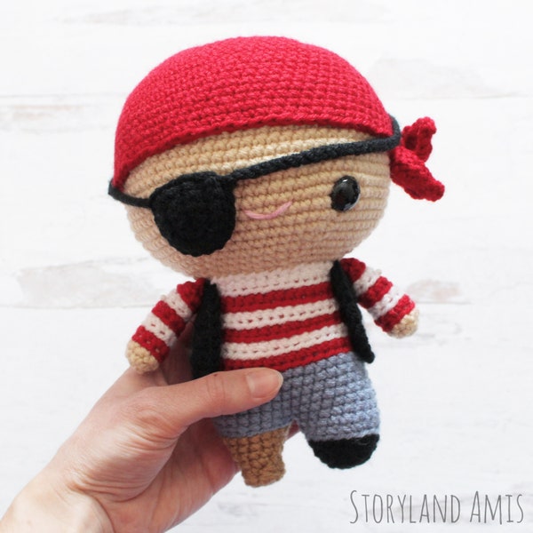 MUSTER: Pete der Pirat Amigurumi in Kuschelgröße, Häkel-Matrosen-Muster, Anleitung für Piraten, PDF Häkelanleitung