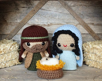 PATTERN: Nativity Amigurumi Set, Mary, Joseph, Baby Jesus, Manger Scene, Crocheted Pattern, Toy Tutorial, PDF Crochet Pattern, Christmas