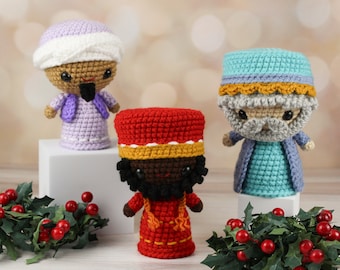 PATTERN: Three Wisemen, Nativity Amigurumi Set, Manger Scene, Crocheted Pattern, Toy Tutorial, PDF Crochet Pattern, Christmas