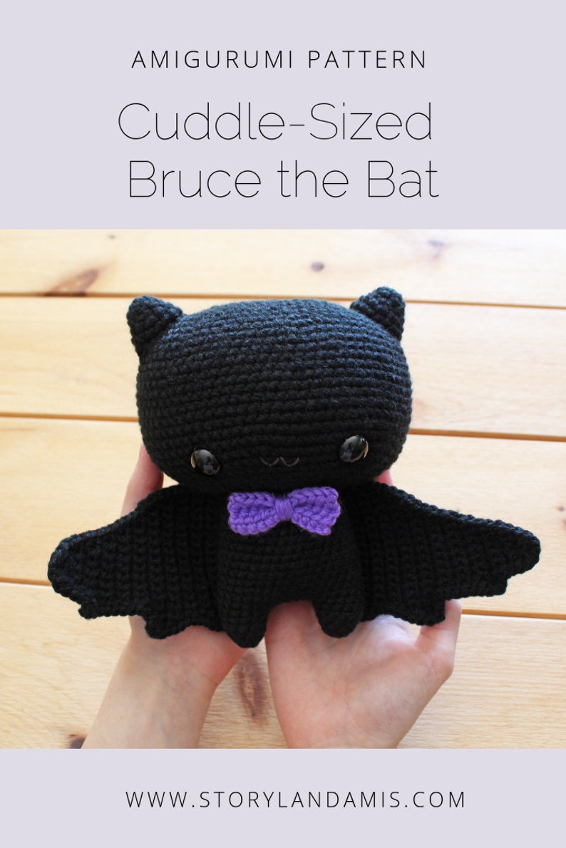 PATTERN: Cuddle-Sized Bat Amigurumi, Crocheted Bat Pattern, Bat Toy Tutorial, PDF Crochet Pattern, Halloween image 7