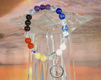 Chakra Balancing Bracelet with Tree of Life Charm 001353