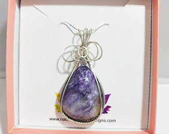 Charoite Pendant - Cleanses the aura and the chakras