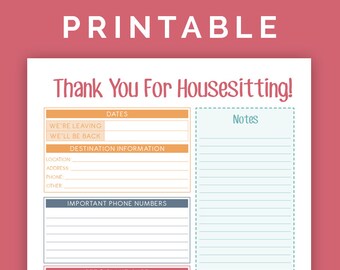 babysitting instructions printable pdf etsy
