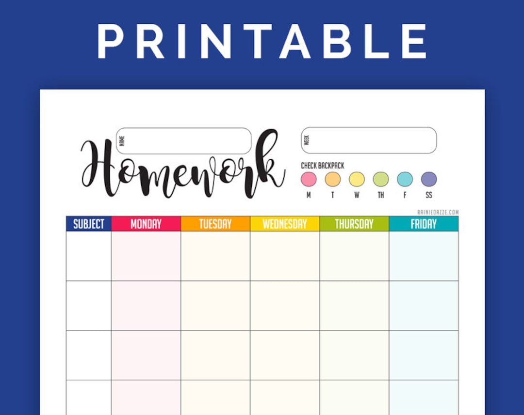 homework-chart-with-8-rows-printable-pdf-portrait-letter-size-etsy