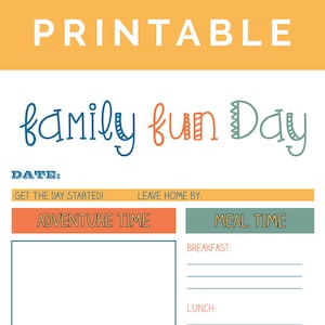 Family Fun Day Itinerary - Printable PDF
