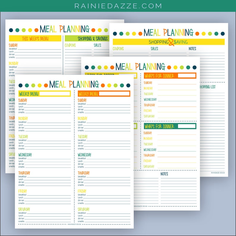 Meal Planning Kit Printable PDF 4 pages image 2