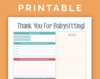 Babysitting Instructions - Printable PDF