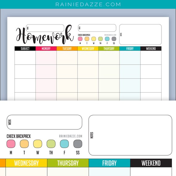 Weekly Homework Chart Pdf