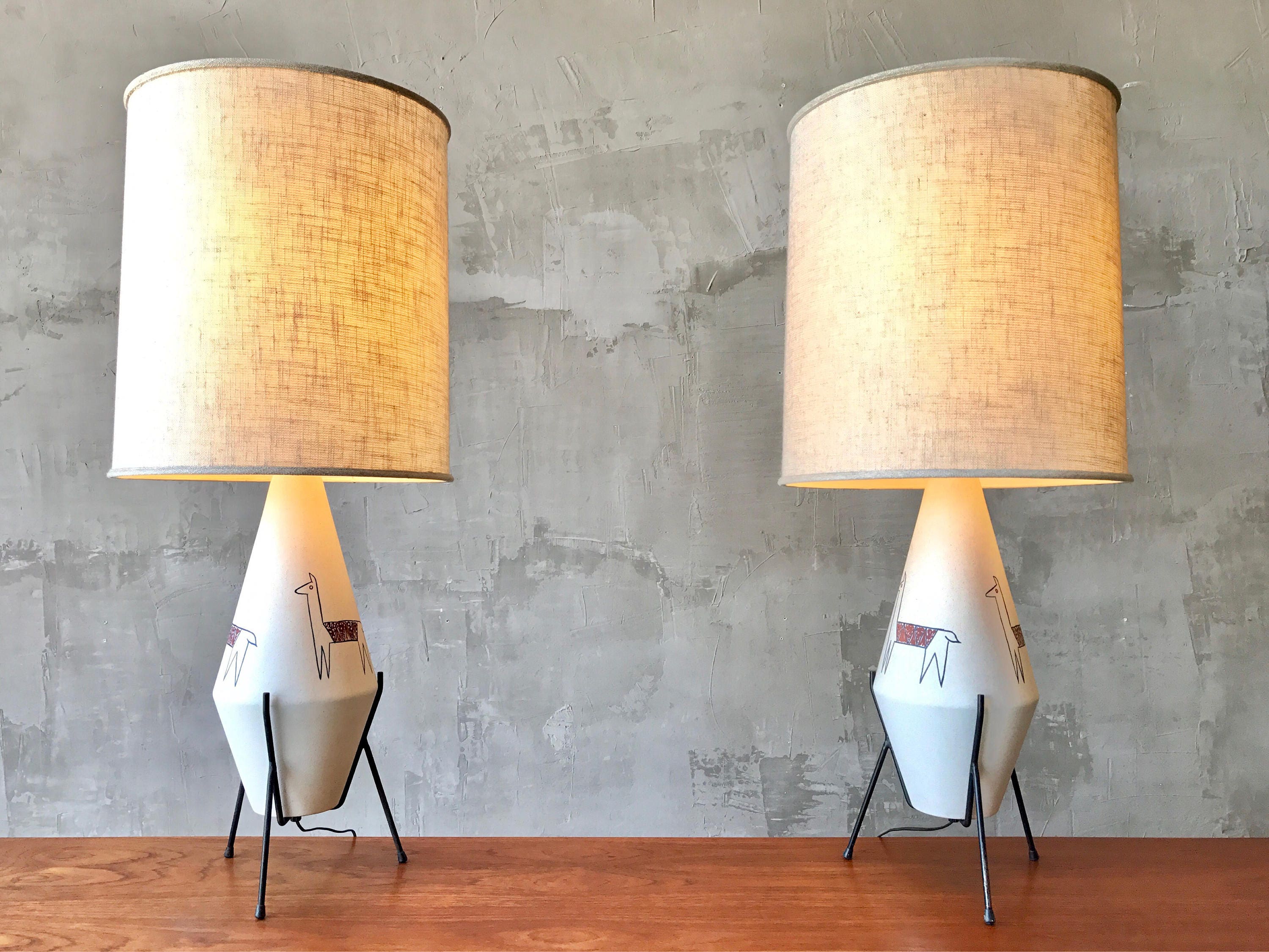 Pair of Modernist Llama Lamps
