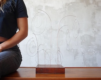 Vintage Wire & Redwood Sculpture