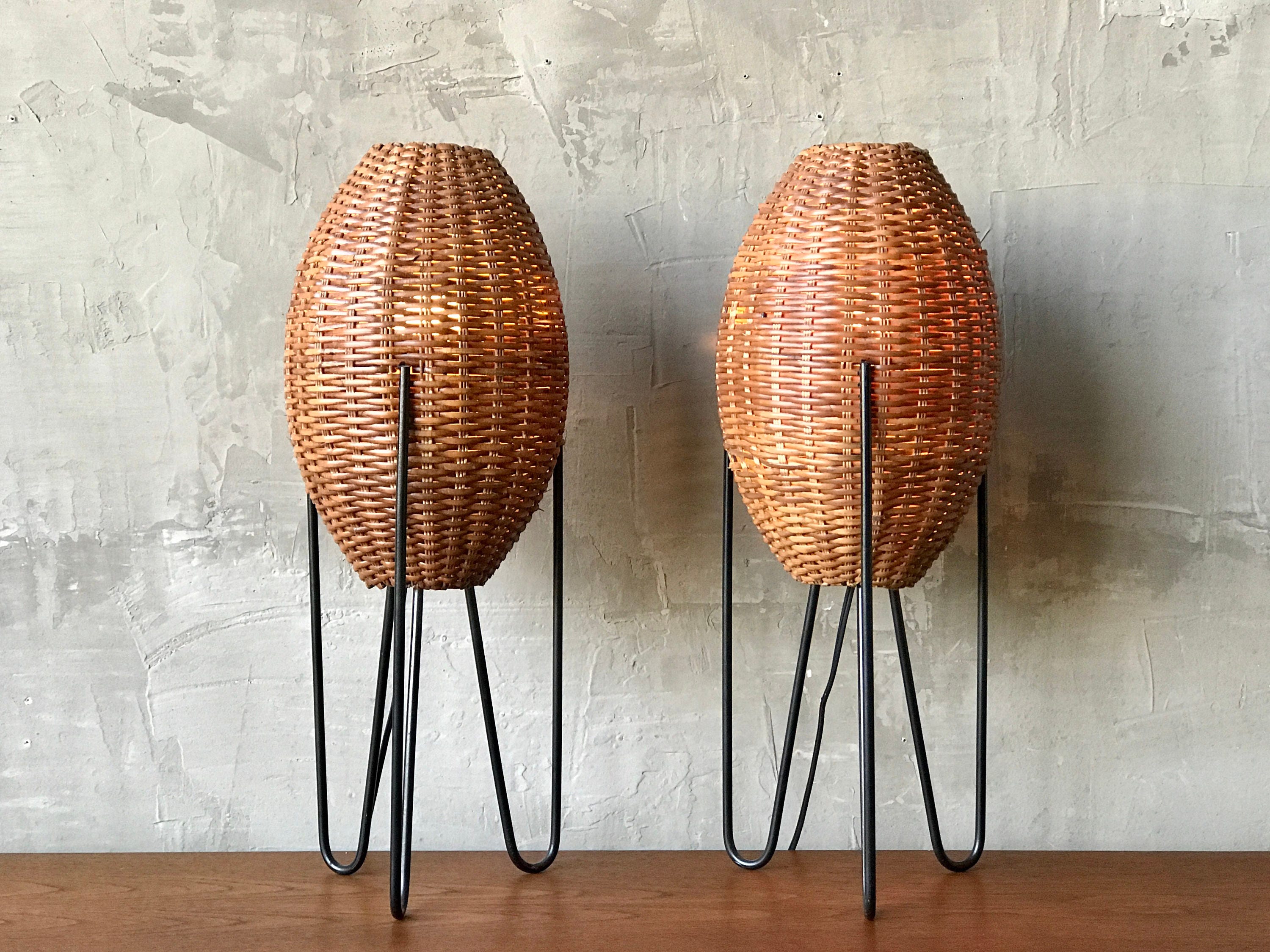 Iron & Rattan Table Lamps.