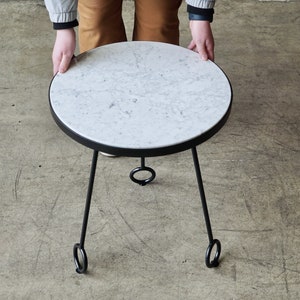 Royere Styled Marble & Steel Side Table image 4