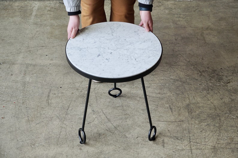 Royere Styled Marble & Steel Side Table image 4