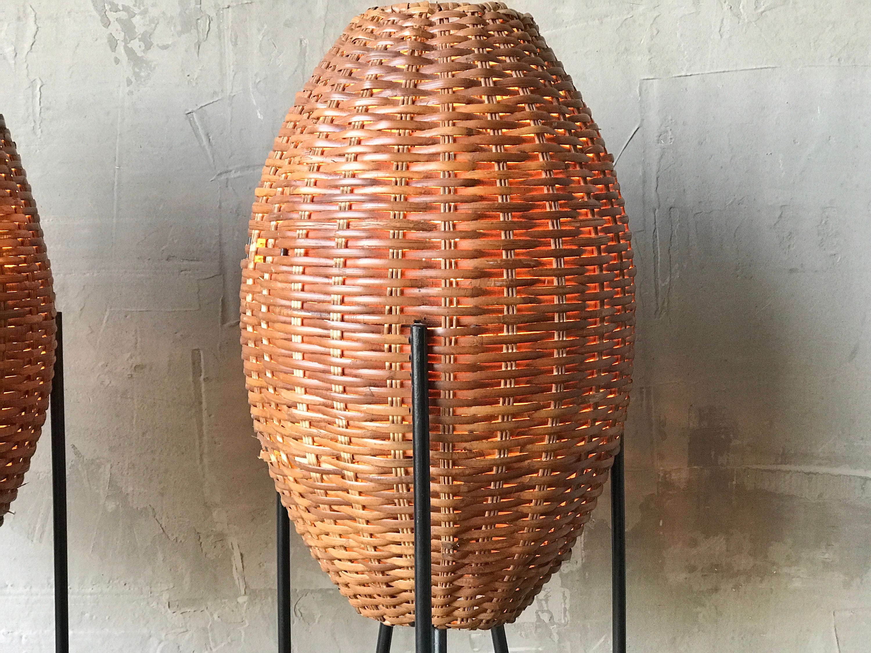Iron & Rattan Table Lamps.