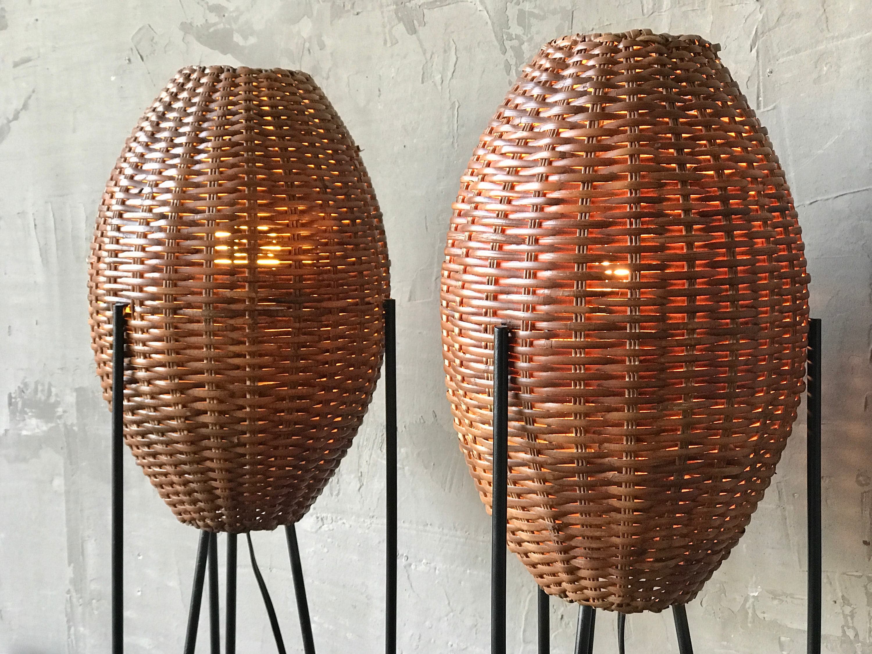 Iron & Rattan Table Lamps.