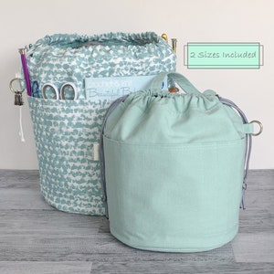 Projekt Bucket Bag 2 SIZES, PDF Muster, Taschenmuster zum Stricken, Schnittmuster Kordelzug, Häkeln Bucket Bag Organizer, einfach zu nähen