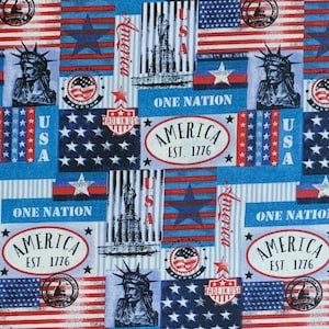 America One Nation Patriotic Fabric, 100% Cotton Fabric, Quilting Cotton, Apparel Fabric, Sold by Quarter, Half & Full Yard,