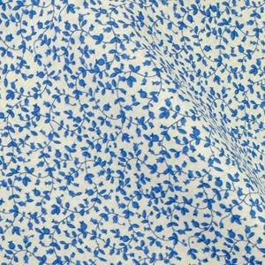 100% Cotton Fabric in Royal Blue Calico Floral, Quilting Weight Cotton, Apparel Fabric, Fabric by the Yard, Half Yard, Quarter Yard