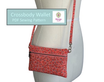 Crossbody Wallet PDF Sewing Pattern, Wristlet Clutch