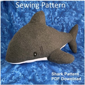 Modello PDF di peluche squalo, modello di cucito squalo peluche, modello grande squalo, regali da realizzare, squalo giocattolo per bambini