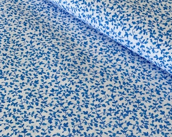 100% Cotton Fabric in Blue Calico Floral, Quilting Weight Cotton, Apparel Fabric, Fabric by the Yard, Half Yard, Quarter Yard