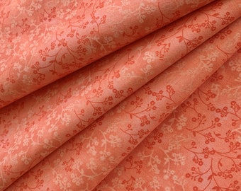 100% Cotton Fabric, Coral Floral Vinery, 1stQuality Cotton Quilting Fabric, Fabric by the Yard, Half Yard, Home Decor Fabric, Apparel fabric