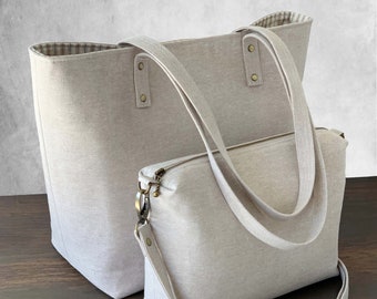 Charlotte Tote Set PDF Pattern Sewing Pattern, Tote Bag with Crossbody Bag, DIY Linen Tote,Bags and Totes, Crossbody, Travel Bag Set Pattern
