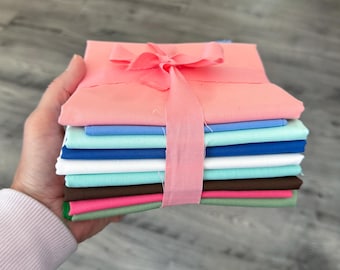1 Pound+ Cotton Fabric Remnants, Solid Colors, Large Quilting Scraps