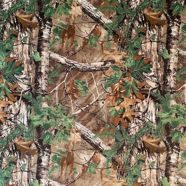 100% Cotton Realtree Timber Xtra Green, Jordan Outdoor Enterprises Licensed Camouflage Fabric Deer Print by the Yard, Half Yard, Camo Fabric