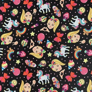 Jojo Siwa Rainbow Emoji 100% Cotton Fabric, Nickelodeon, Made by Springs Creative, Licensed Fabric, By The Yard, Half Yard, Quarter Yard