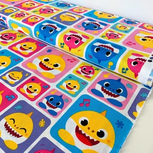Baby Shark 100% Cotton Fabric Titled Always Jawsome, Pinkfong Novelty Fabric, Licensed Fabric, Sold By The Yard, Half Yard, Quarter Yard