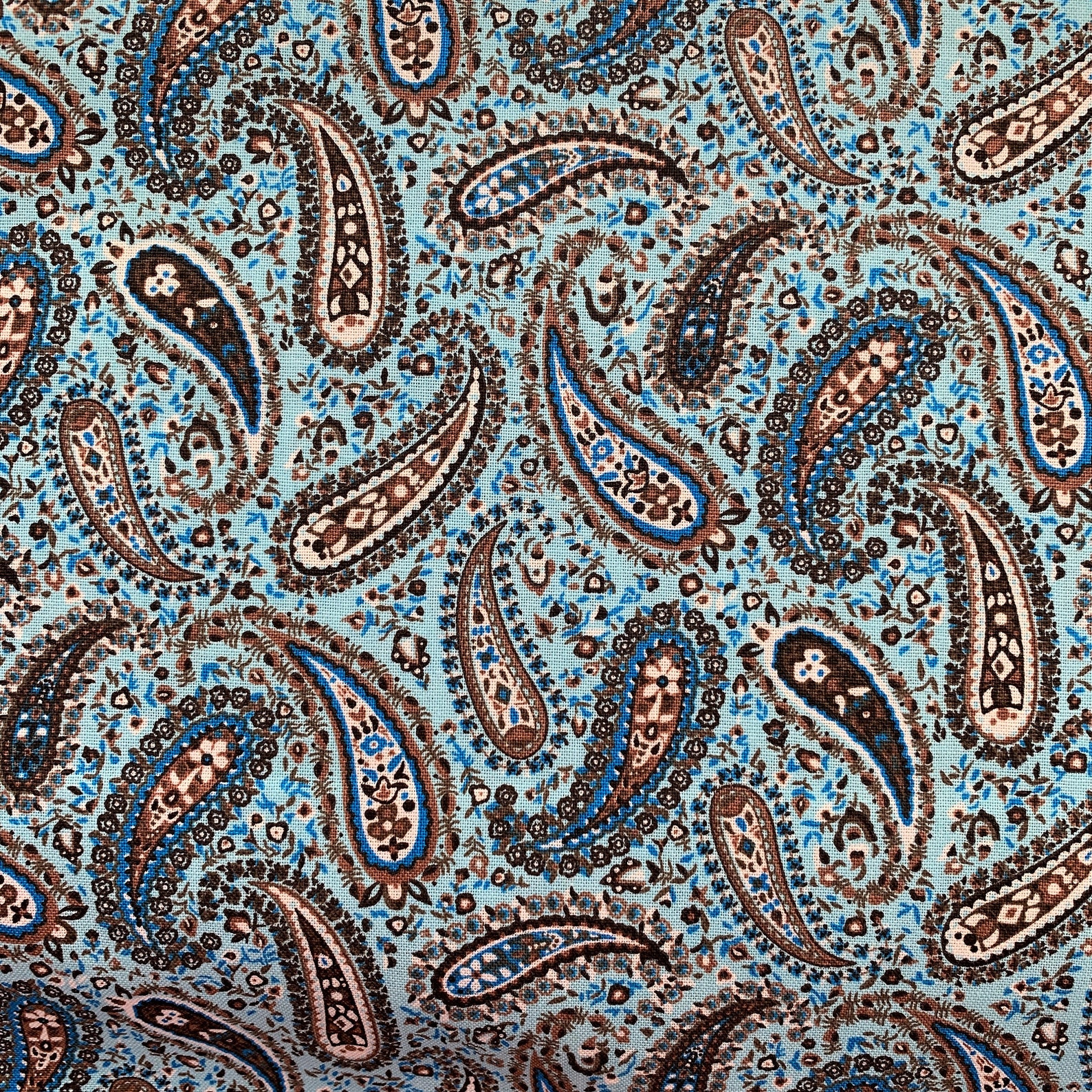 Blue Paisley 100 Cotton Fabric Light Blue Cotton Quilting Etsy