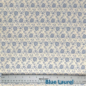 Blue Floral 100% Cotton Fabric, Botanicals Hope Chest Florals Collection , Fabric by the Yard, Blue Botanicals, Quilting Fabric 45 Inch Wide Blue Laurel