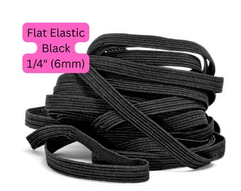 Schwarzes Flaches Gummiband, 1/4 Zoll Nähkordel