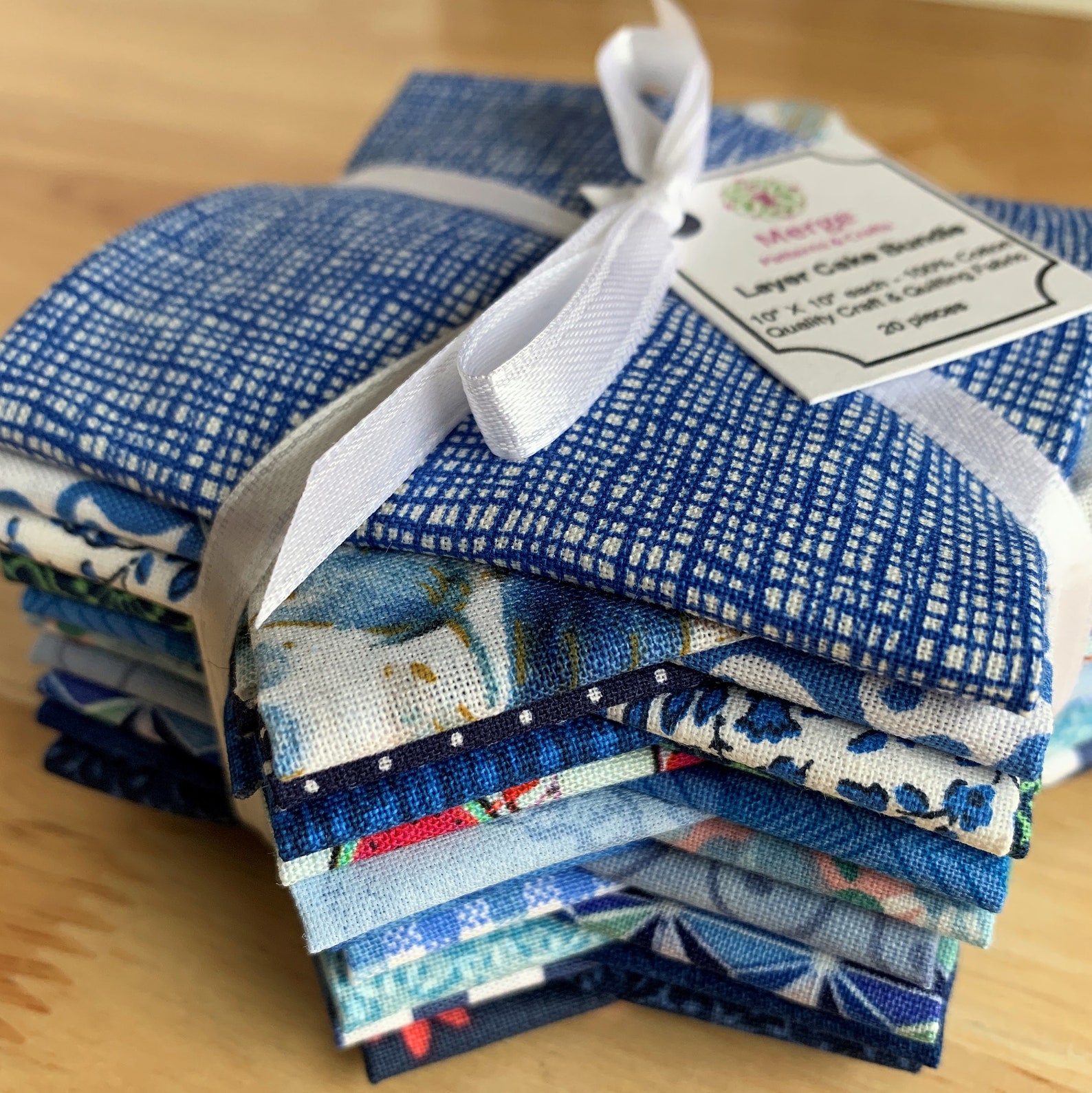Blue Layer Cake Fabric Bundle of 20 Pieces 10 x 10 Fabric Etsy