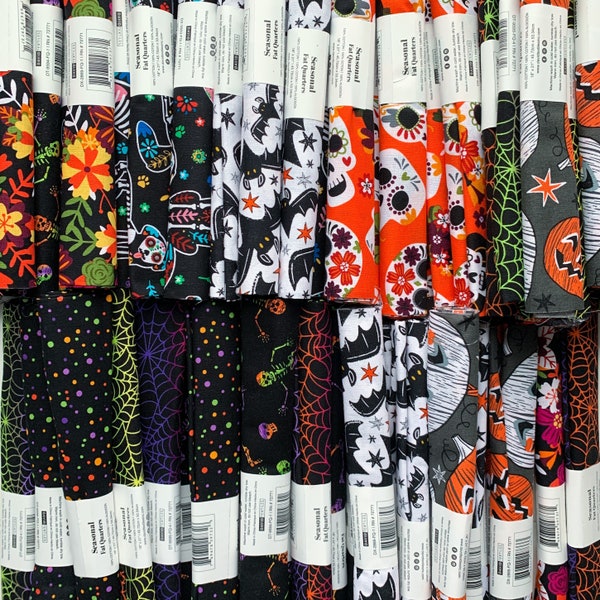 Halloween Baumwolle Fat Quarters, Saisonale Fat Quarters, Halloween Stoff, 100% Baumwolle, vorgeschnitten 18 "X 21" Jeder