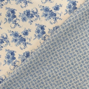 Blue Floral 100% Cotton Fabric, Botanicals Hope Chest Florals Collection , Fabric by the Yard, Blue Botanicals, Quilting Fabric 45 Inch Wide image 9