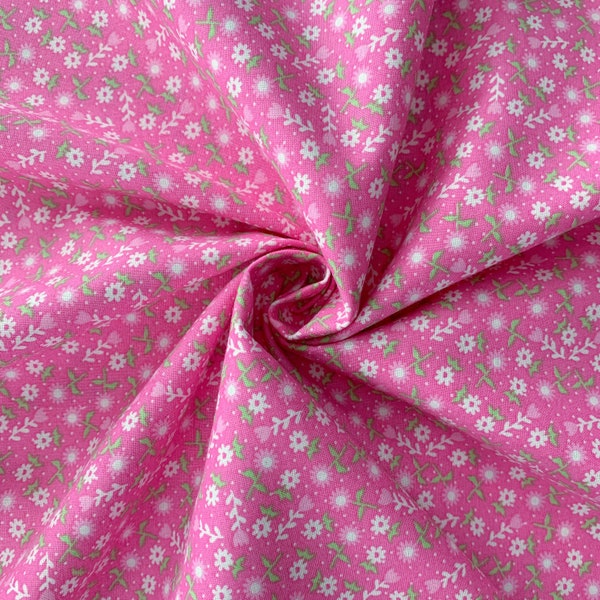 Pink Ditsy Floral, 100% Soft Lightweight Cotton Fabric, Apparel, Quilting, and Craft Fabric Sold by the Yard, Half Yard, and Quarter Yard