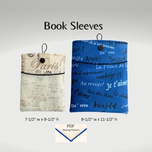 Book Sleeve PDF Sewing Pattern 2 Sizes, Paperback Book Sleeve with Pocket, Padded Book Sleeve, Tablet Cover, E-Reader Cover, IPad Case
