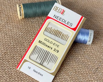 Regal Gold Eye Sewing Needles, Hand Sewing, Set of 16