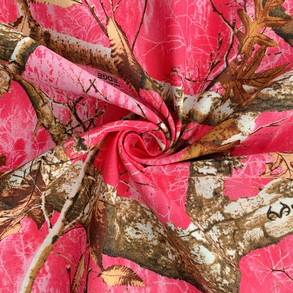 Real Tree Timber Licensed Fabric, Cotton Fabric by Jordan Outdoor Enterprise, Pink Camo, Camouflage Pink Girls Fabric by the Yard, Half Yard