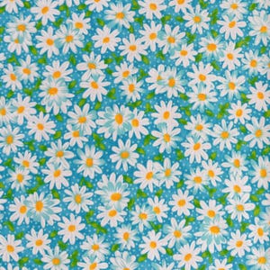 Margaridas embaladas em tecido 100% algodão azul-petróleo, tecido de algodão com peso para quilting Keepsake Calico, vendido por quarto, meio e jarda inteira