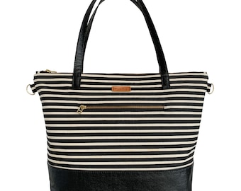 Nichole Shopper Tote Bag Sewing Pattern PDF, Zippered Travel Bag Tutorial